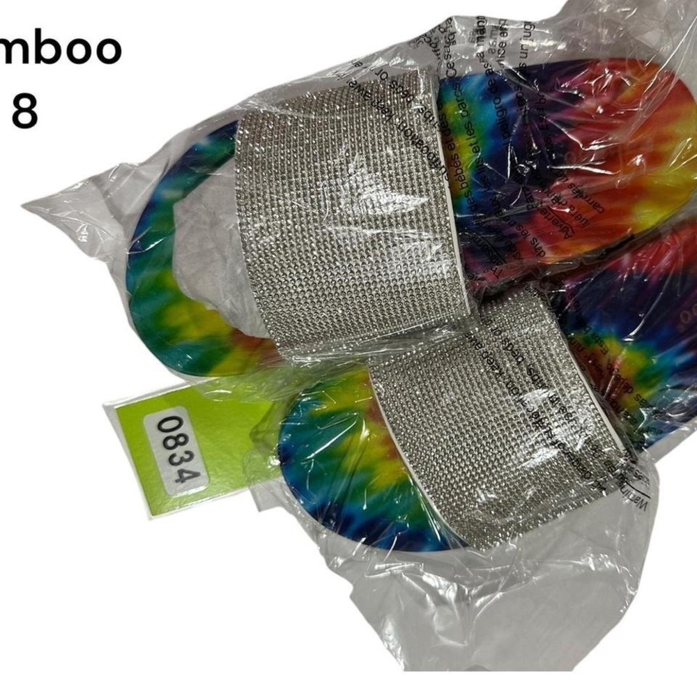 New Bamboo Rainbow and Rhinestone Flip Flops Size 8